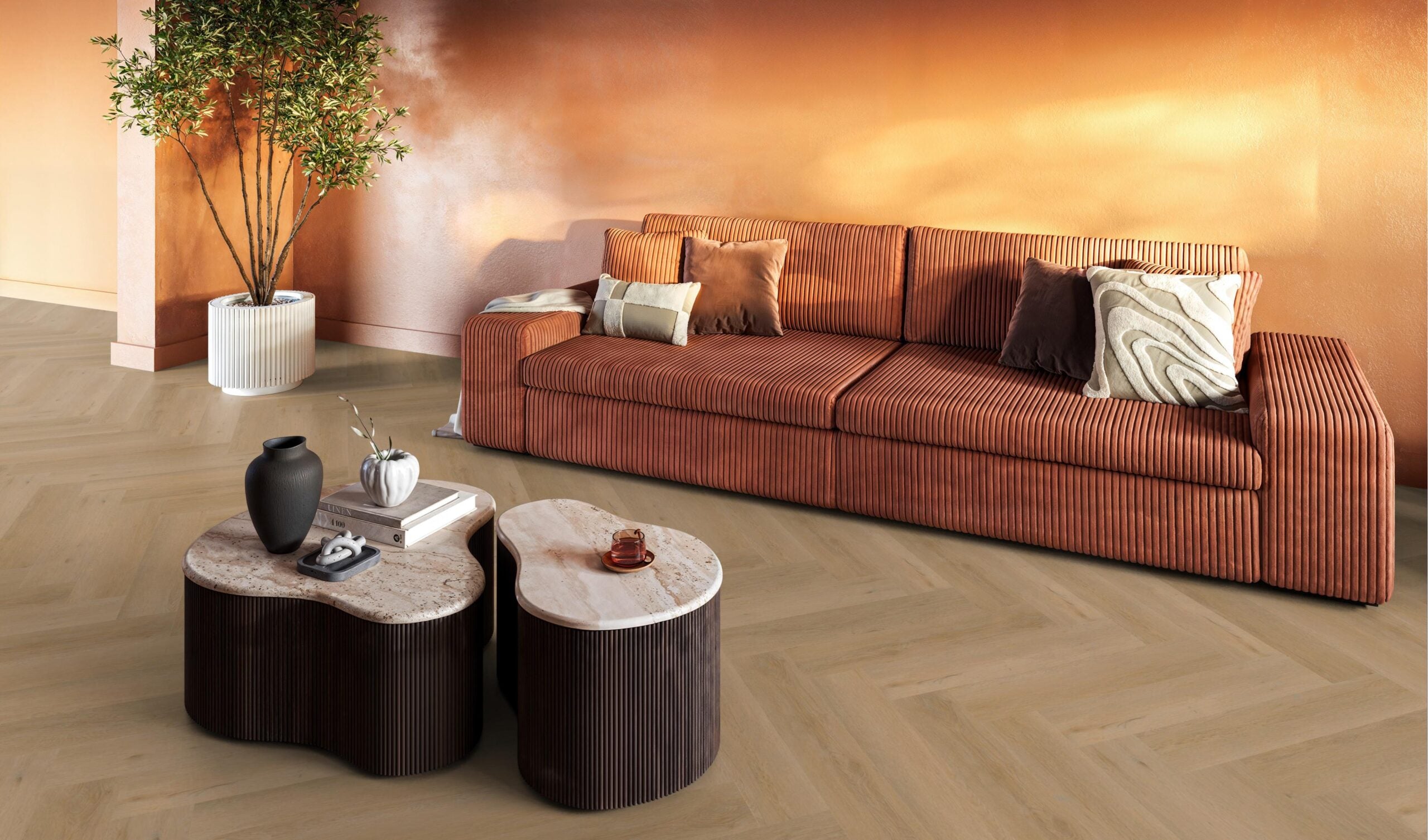 YUP leyton herringbone dryback warm oak