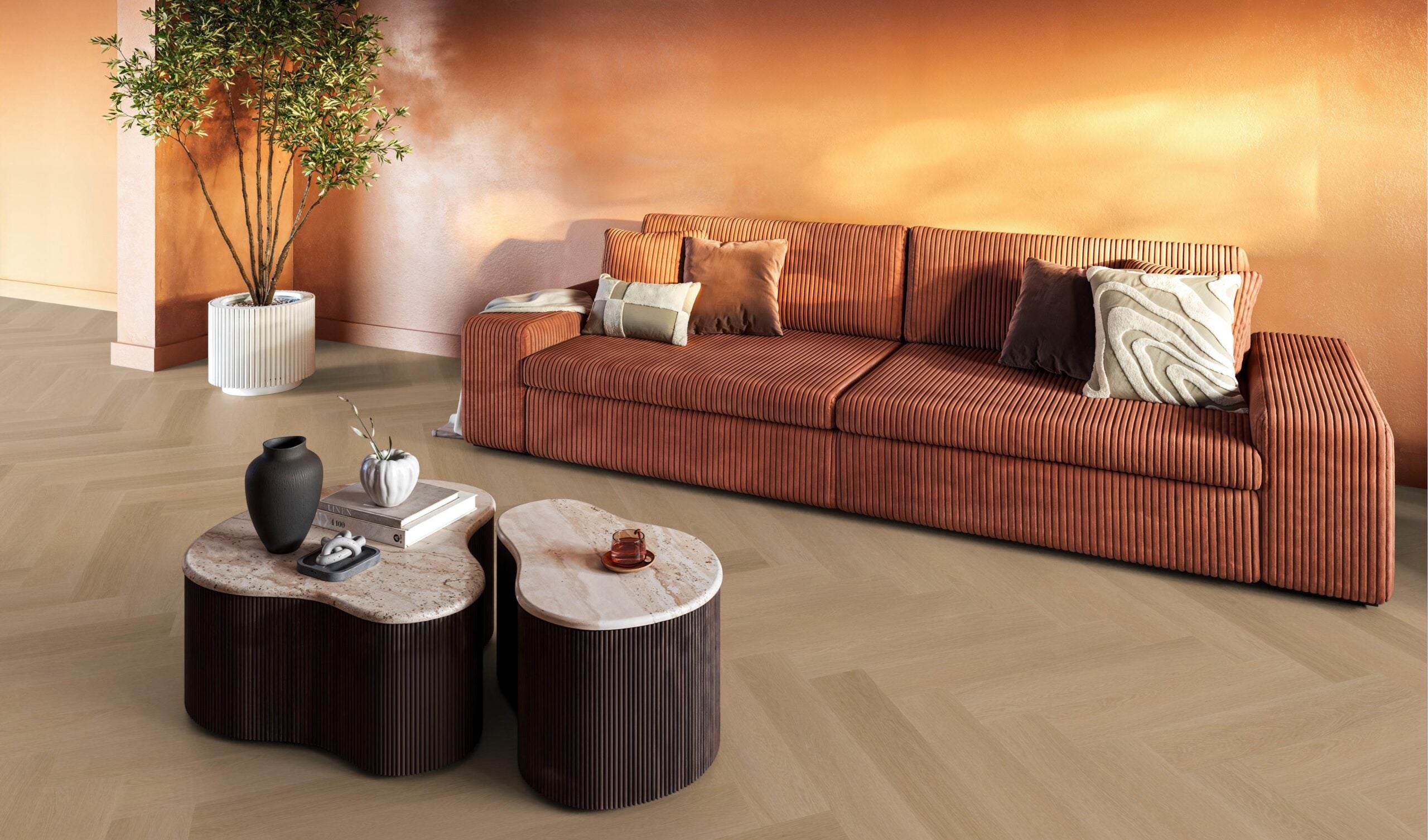 YUP Fulham herringbone dryback dark oak