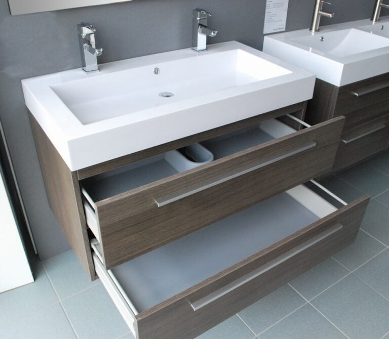 ARTLINE BADMEUBELSET MET ALUMINIUM GREEP 100 GREY OAK ZONDER SPIEGEL OP = OP