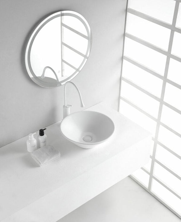 Circle waskom rond 42×15 cm keramiek glans wit