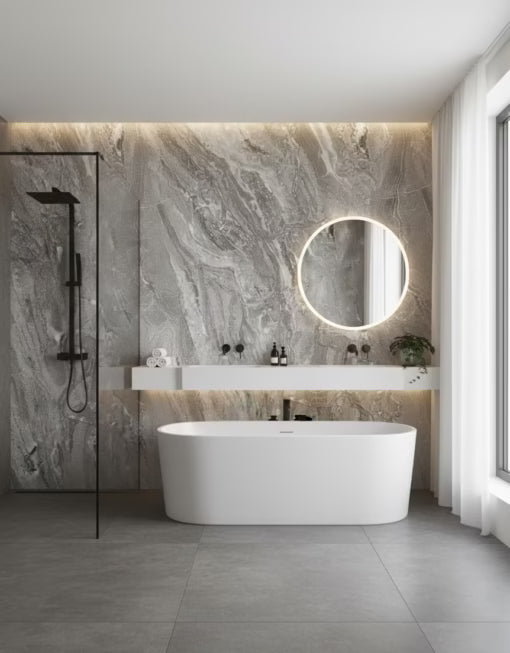 PVC Wandpaneel-Essenza – Hoogglans (grijswit) (120 x 280 x 0,3 cm)