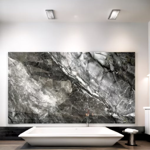 Grijs Steen Marmerlook Hoogglans PVC Wandpaneel 120×280cm