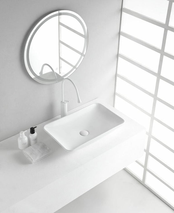 Kare waskom rechthoekig 58x36x11,5 cm keramiek glans wit