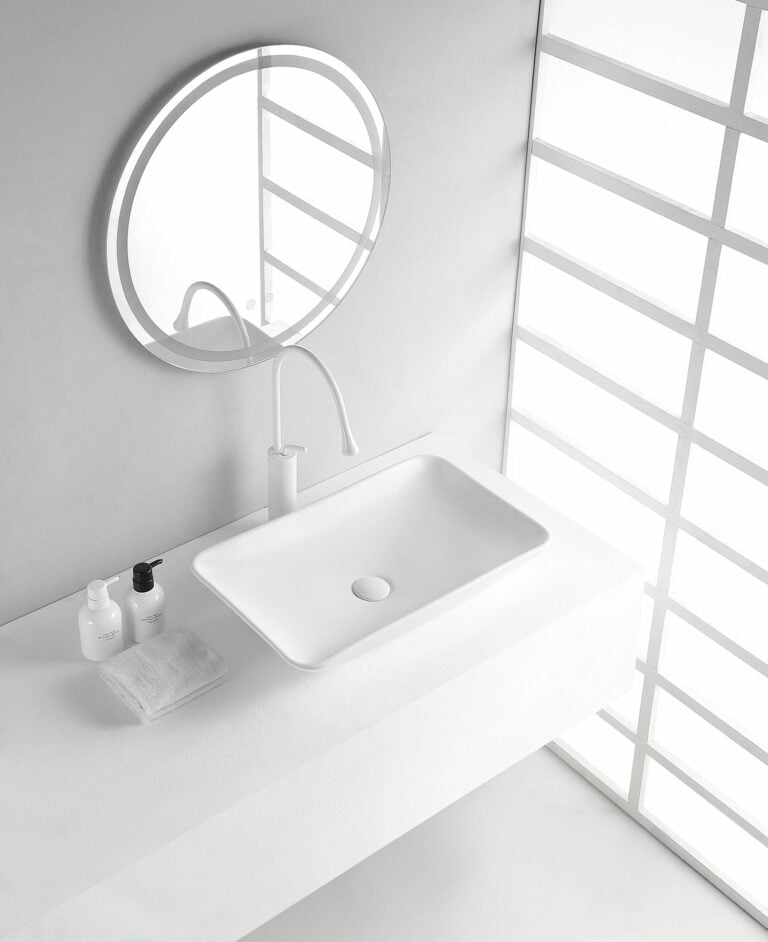 Kare waskom rechthoekig 58x36x11,5 cm keramiek glans wit