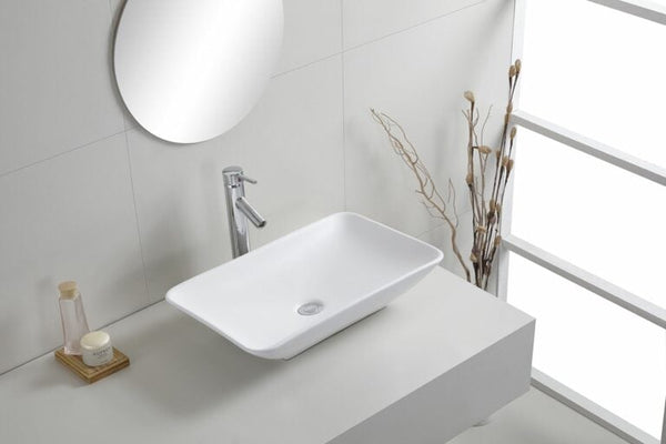 Kare waskom rechthoekig 58x36x11,5 keramiek cm mat wit