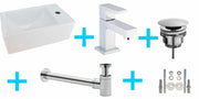One-Pack Rhea XXS Rechts 30,5 x 18 x 11 cm Keramiek Glans wit + Rombo kraan