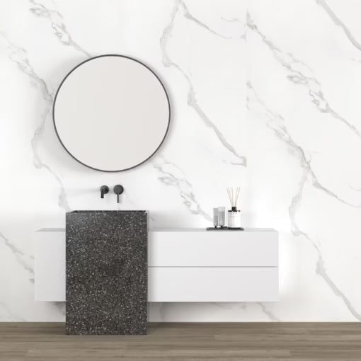 MarbleLux Wit Marmer Mat PVC Wandpaneel 260x90cm