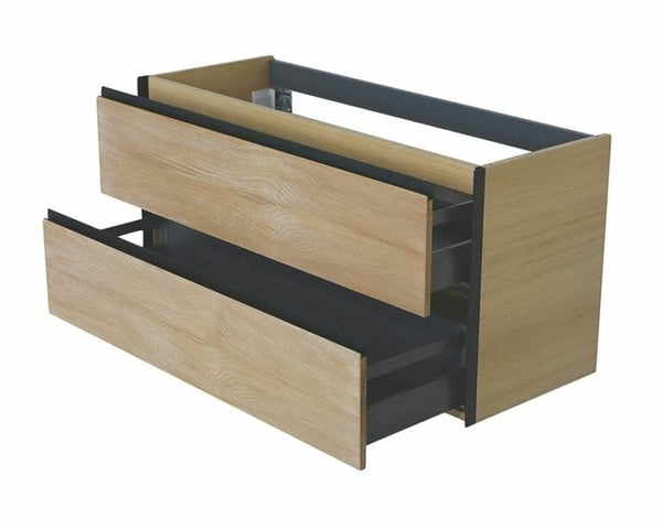 Wiesbaden Lotus wastafelonderkast met 2 laden 120×45,2 cm naturel eik/mat zwart