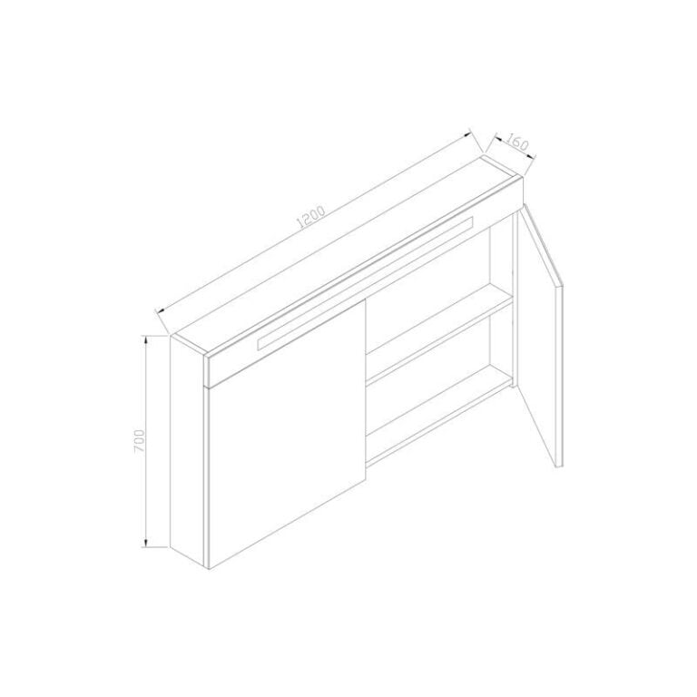 SPIEGELKAST MET LED VERLICHTING INCL. OPBOUW STOPCONTACT SCHAKELAAR 120 GREY OAK OP = OP