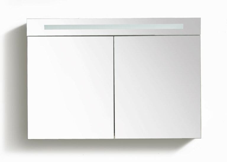 SPIEGELKAST MET LED VERLICHTING INCL. OPBOUW STOPCONTACT SCHAKELAAR 120 GREY OAK OP = OP