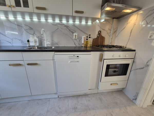 Calacatta Marmer Wit/Grijs Hoogglans- PVC Wandpaneel -120×280