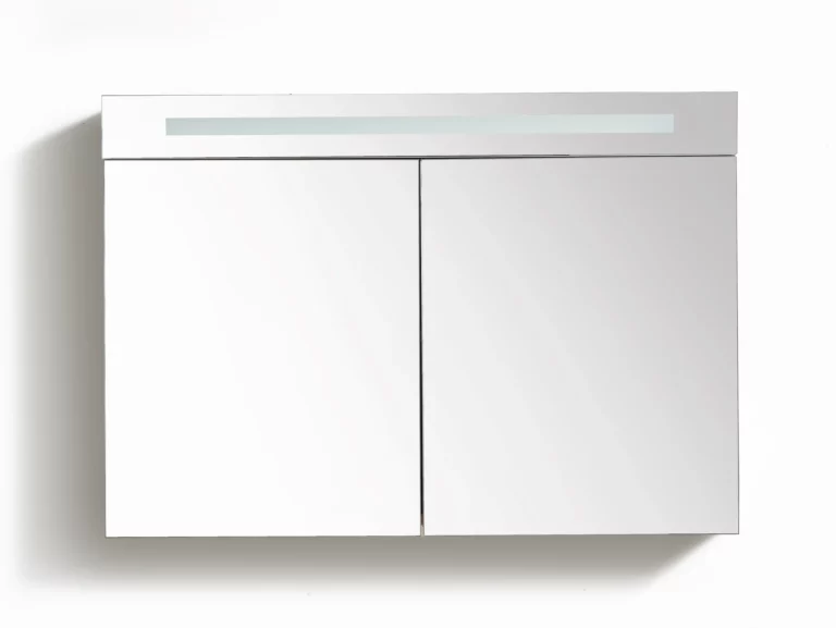 SPIEGELKAST MET LED VERLICHTING INCL. OPBOUW STOPCONTACT SCHAKELAAR 100 ZWART WENGÉ OP = OP