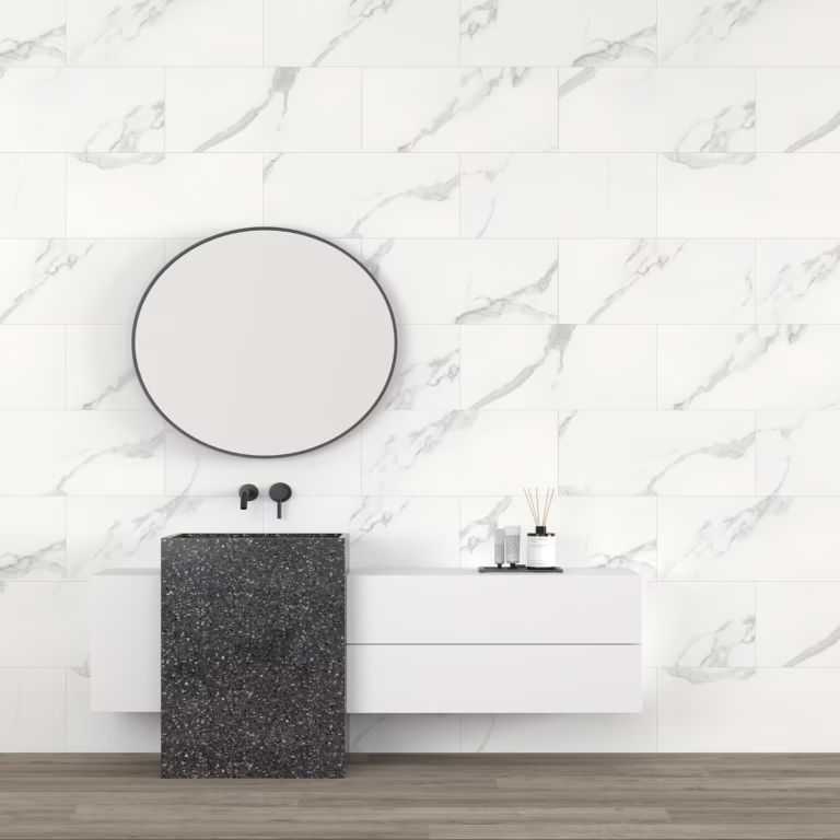 MarbleLux Wit Marmer Mat PVC Wandtegel 30.5x61cm