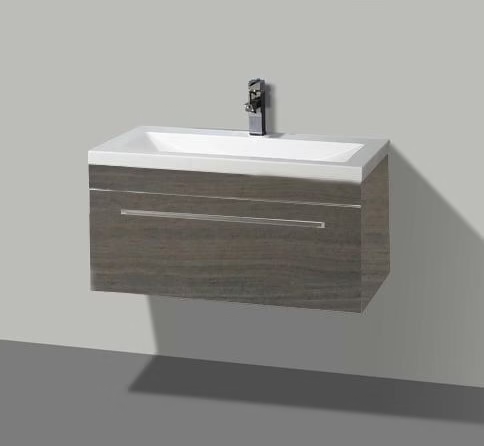 ARTLINE BADMEUBELSET MET ALUMINIUM GREEP 90 GREY OAK ZONDER SPIEGEL OP = OP