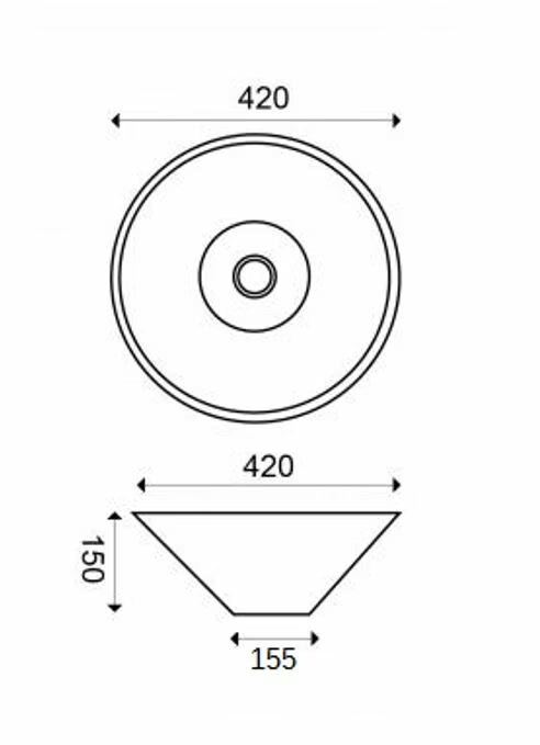 Circle waskom rond 42×15 cm keramiek glans wit