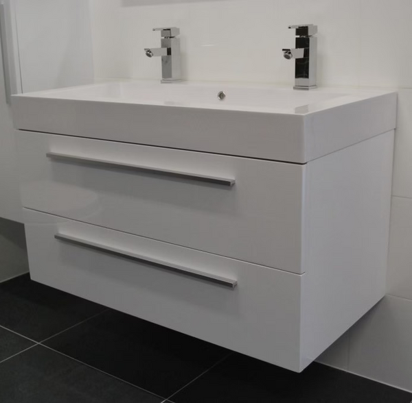 ARTLINE BADMEUBELSET MET ALUMINIUM GREEP 100 HOOGGLANS WIT ZONDER SPIEGEL OP = OP