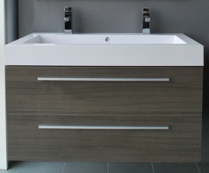 ARTLINE BADMEUBELSET MET ALUMINIUM GREEP 100 GREY OAK ZONDER SPIEGEL OP = OP