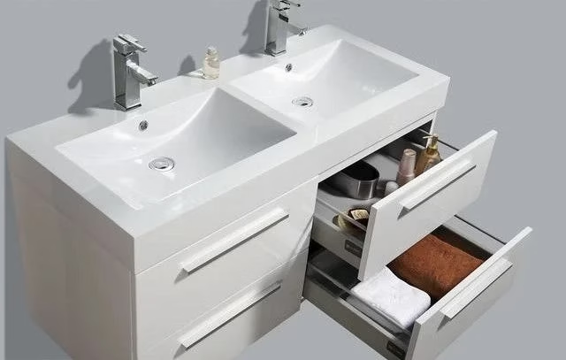 ARTLINE BADMEUBELSET MET ALUMINIUM GREEP 120 HOOGGLANS WIT ZONDER SPIEGEL OP = OP