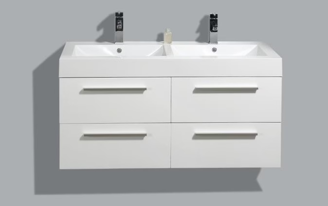 ARTLINE BADMEUBELSET MET ALUMINIUM GREEP 120 HOOGGLANS WIT ZONDER SPIEGEL OP = OP