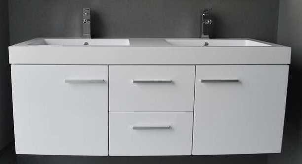 ARTLINE BADMEUBELSET MET ALUMINIUM GREEP 131 HOOGGLANS WIT ZONDER SPIEGEL OP = OP