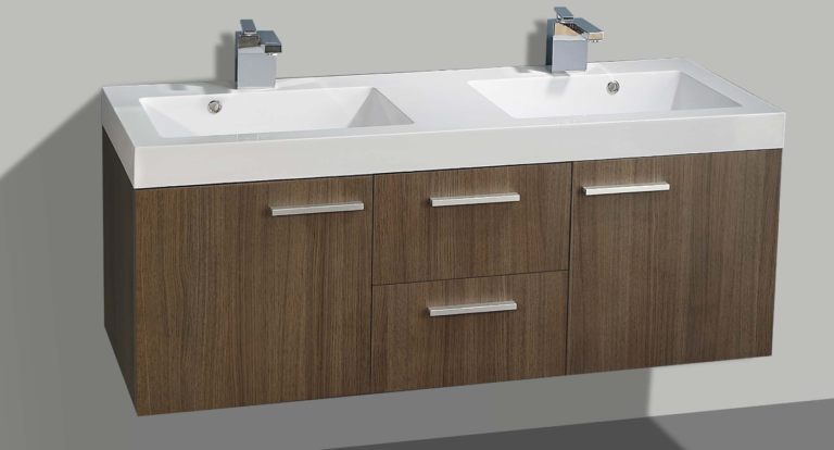 ARTLINE BADMEUBELSET MET ALUMINIUM GREEP 131 GREY OAK ZONDER SPIEGEL OP = OP