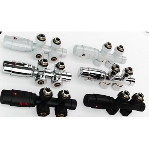 Universele chrome radiator-aansluitset (MIDDEN-ONDER-RECHT) onderblokset