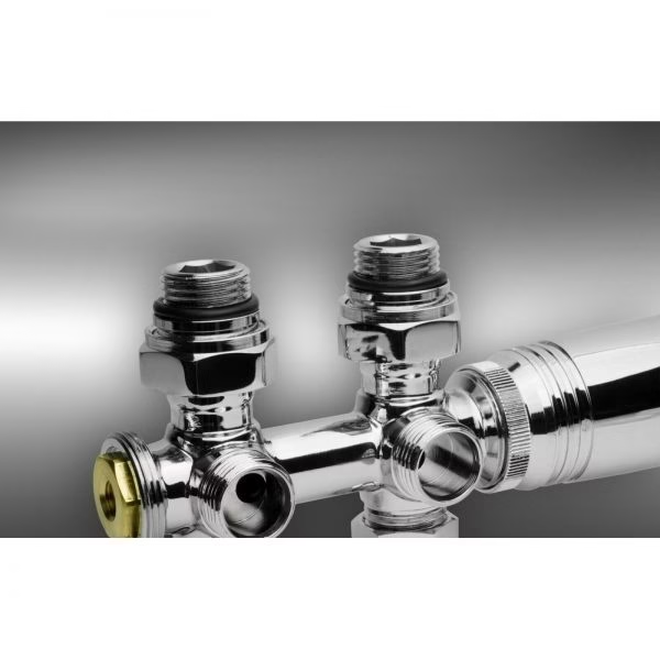 Universele chrome radiator-aansluitset (MIDDEN-ONDER-RECHT) onderblokset