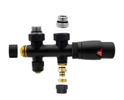 Universele Zwart radiator aansluitset (MIDDEN-ONDER-RECHT) onderblokset