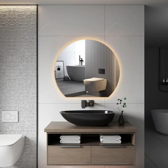 DECO – 60 CM ( Randloos ) Halfrond Toilet / Badkamerspiegel met verlichting