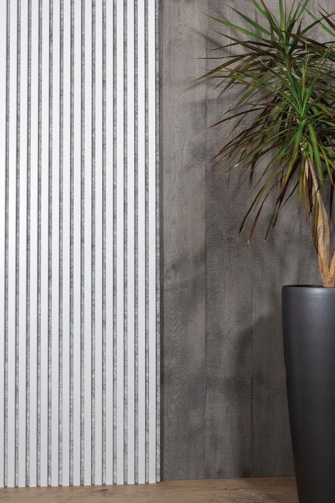 Akoestische Wandpanelen Wit RAL 9016 | 240x60cm | Grijs Vilt | 2 Stuks Akupanelen