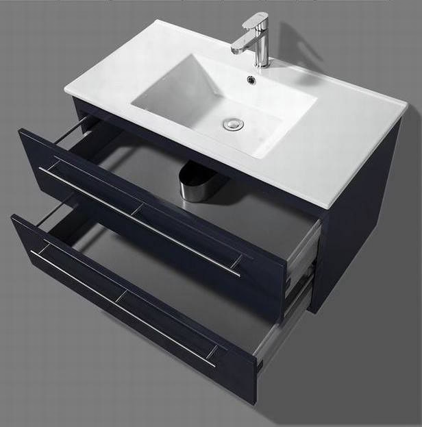 ARTLINE BADMEUBELSET MET RVS GREEP KERAMIC 90 HOOGGLANS ANTRACIET ZONDER SPIEGEL OP = OP