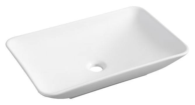 Kare waskom rechthoekig 58x36x11,5 keramiek cm mat wit