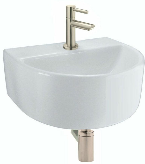 One-Pack Lara fontein 30 x 25 x 12 cm Keramiek Glans Wit + Amador geborsteld staal