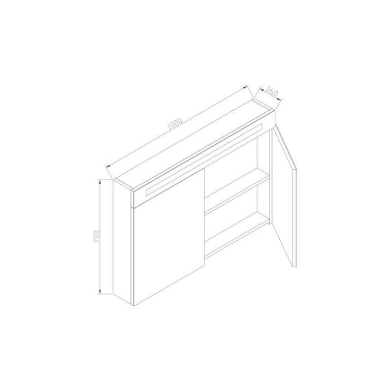 SPIEGELKAST MET LED VERLICHTING INCL. OPBOUW STOPCONTACT SCHAKELAAR 100 ZWART WENGÉ OP = OP