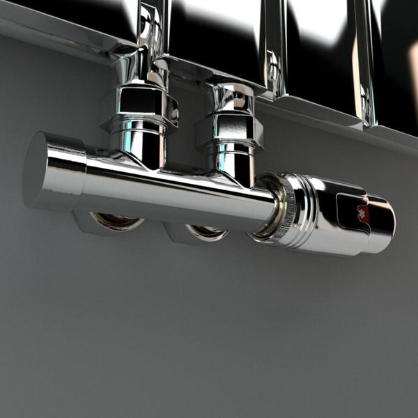 Universele Chrome radiator-aansluitset (MIDDEN-ONDER-HAAKS) onderblokset