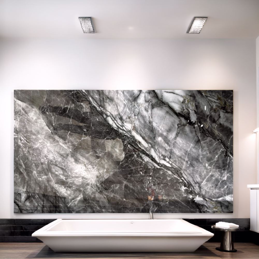 Grijs Steen Marmerlook Hoogglans 120x280x03 cm pvc wandpaneel