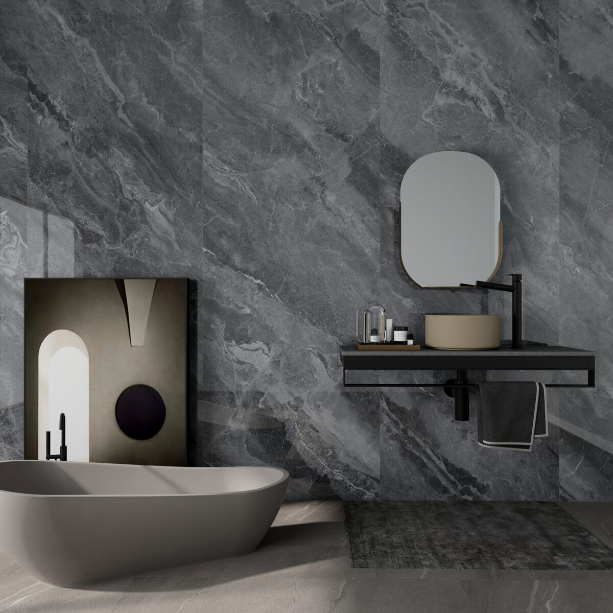 MarbleLux Grijs Marmer PVC Wandpaneel Hoogglans 260x90
