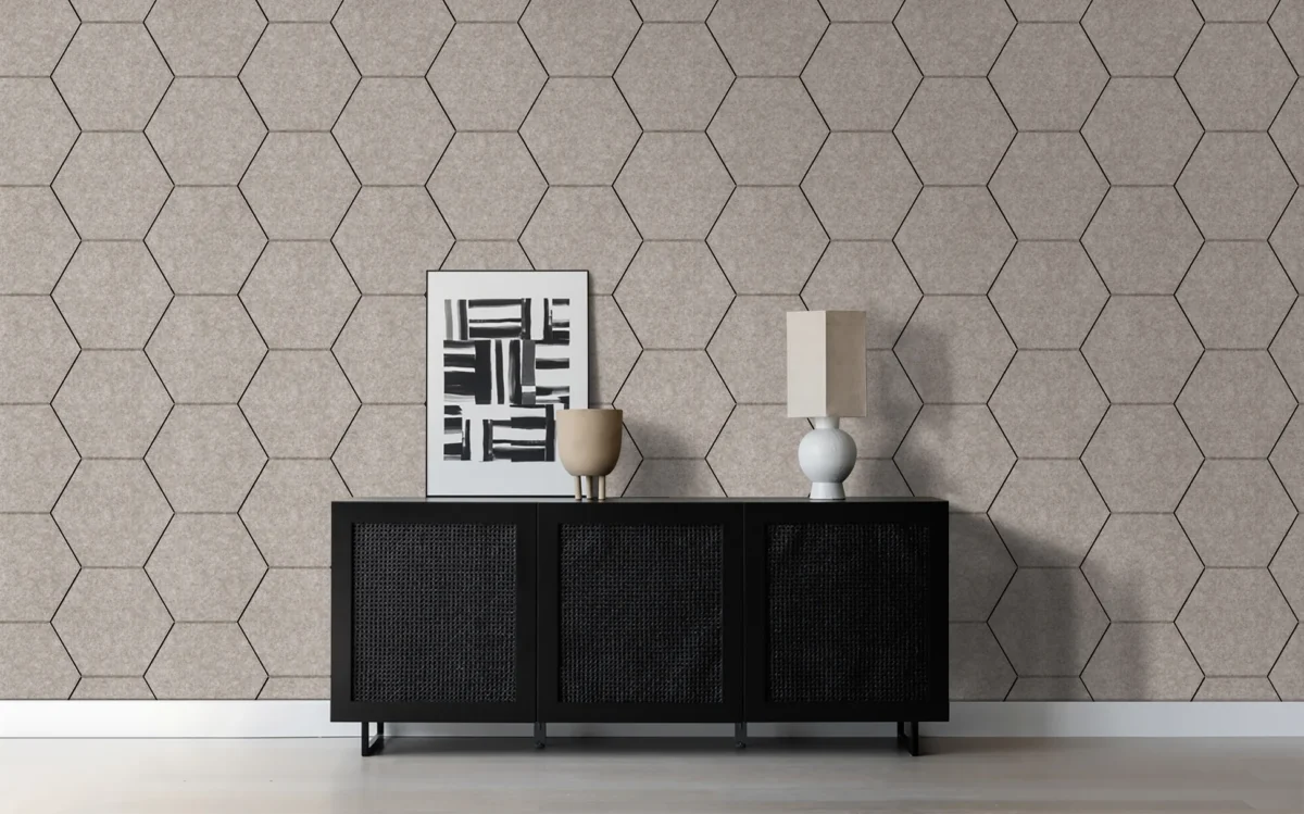 Beige Viltpaneel Hexagon