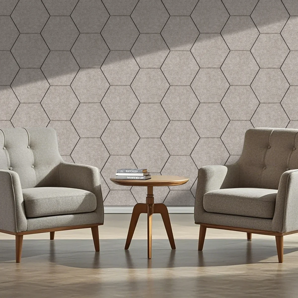 Beige Viltpaneel Hexagon