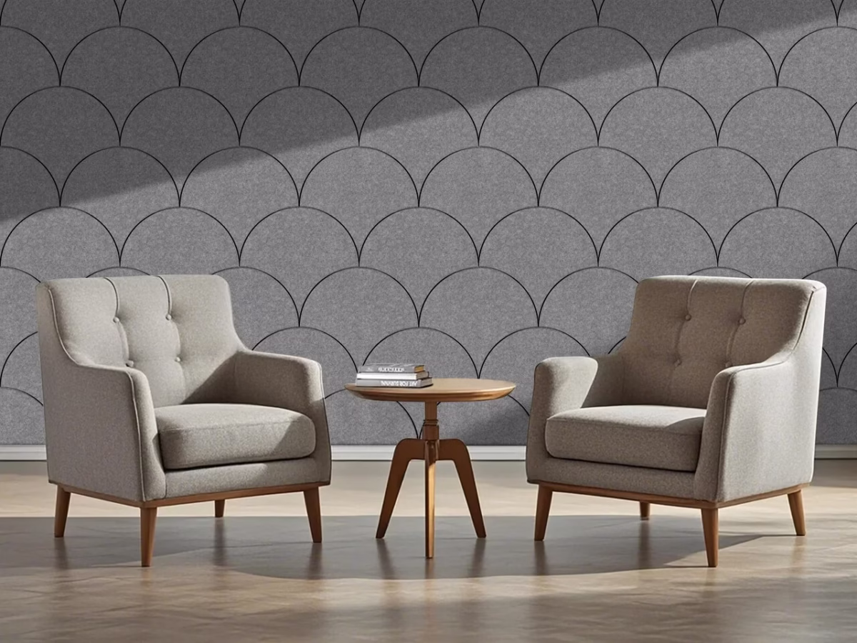 Viltpaneel Licht Grijs   SCHRUB   56x280 cm   Brandvertragend & Geluiddempend
