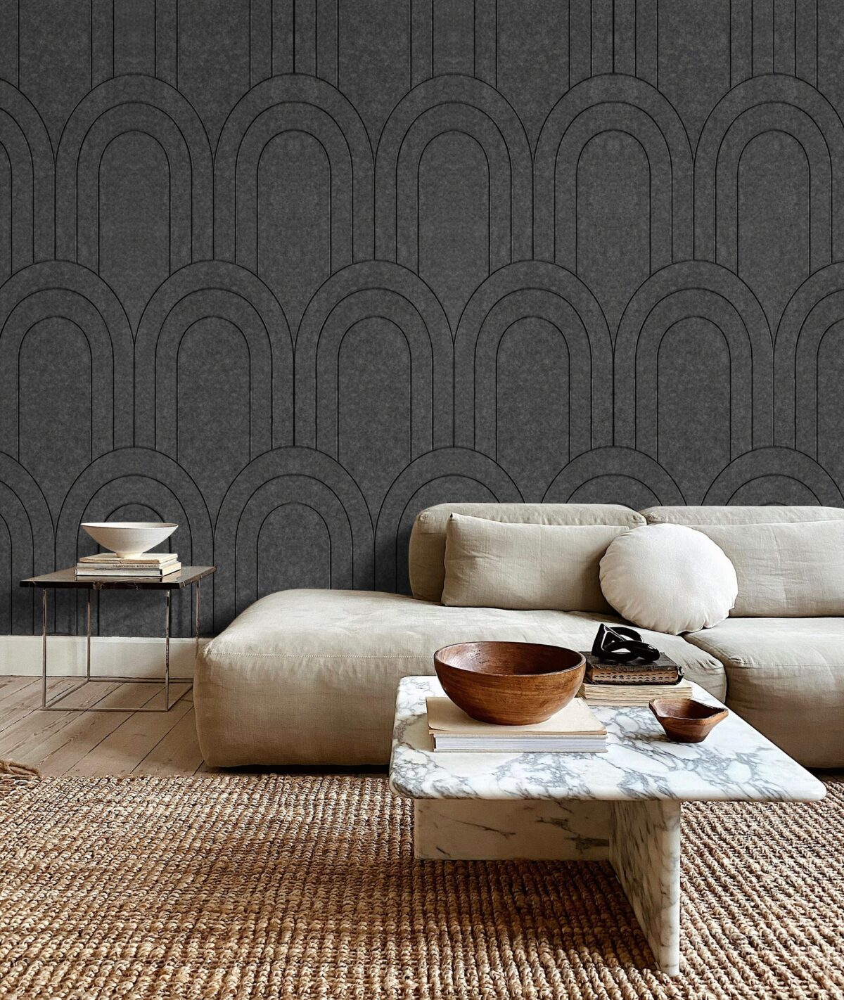 Viltpaneel Donker Grijs - BAROK - 60x280 cm