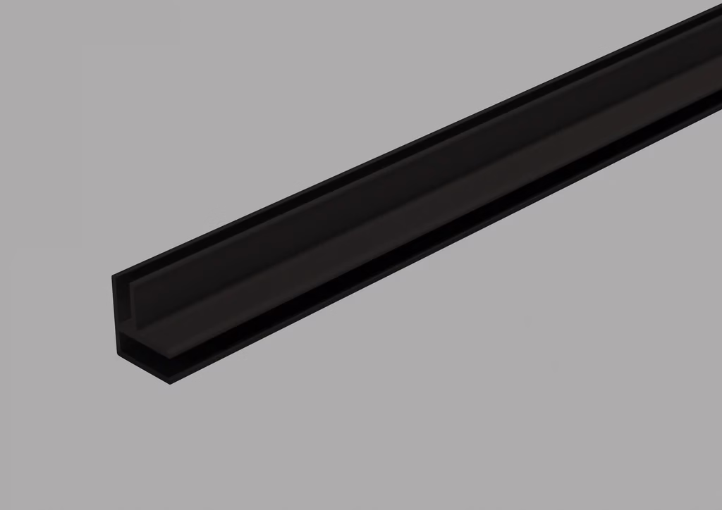 Binnen- en buitenhoekprofiel zwart pvc wand - 12x12x2600mm