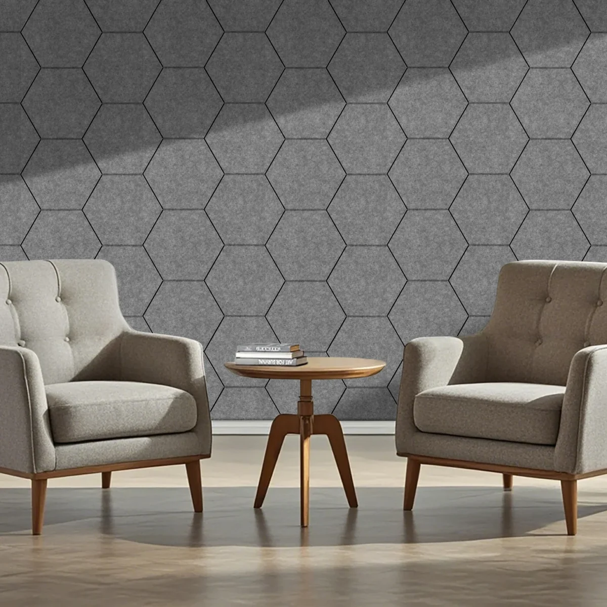 Licht Grijs Viltpaneel Hexagon