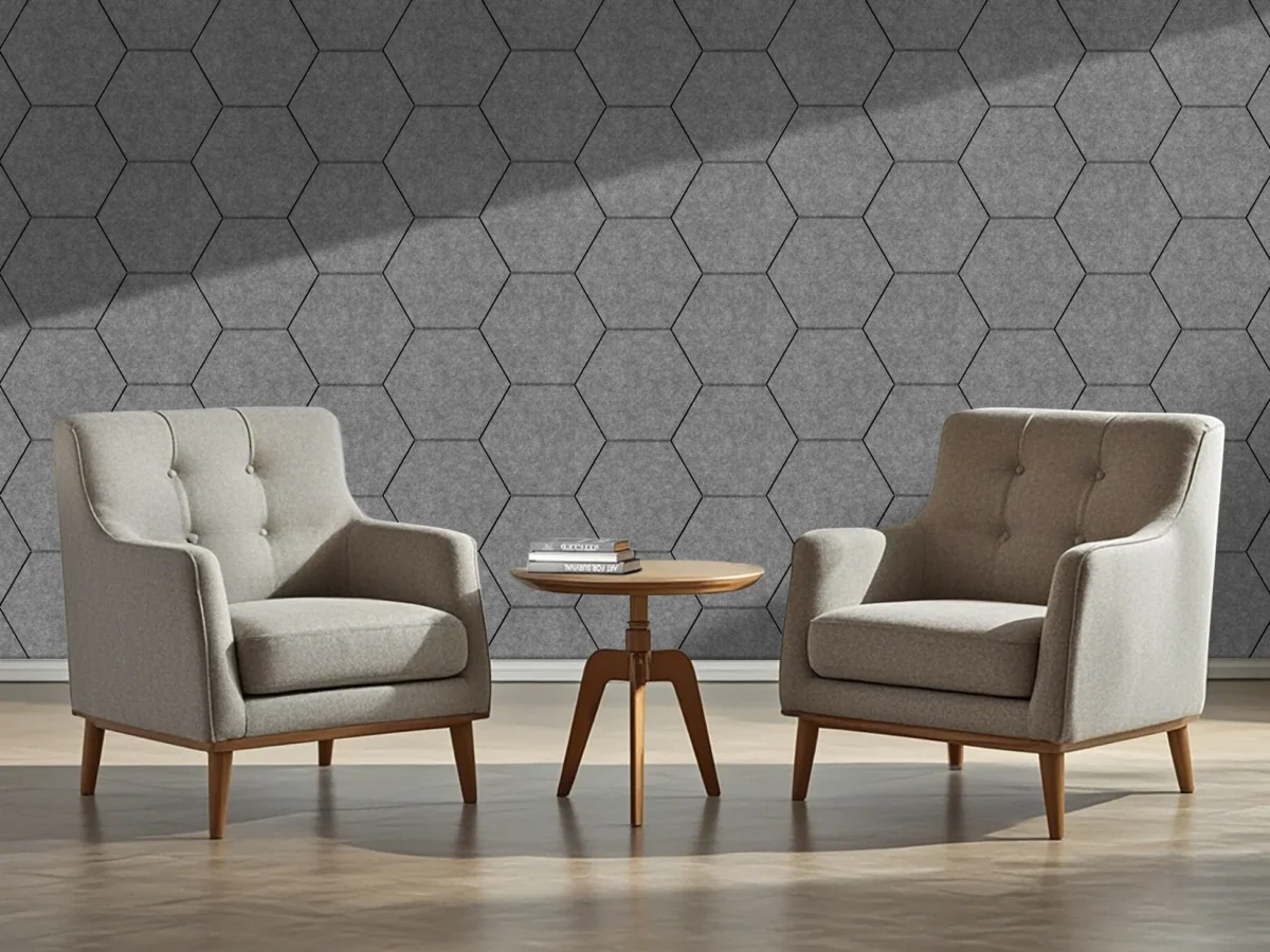 Licht Grijs Viltpaneel Hexagon